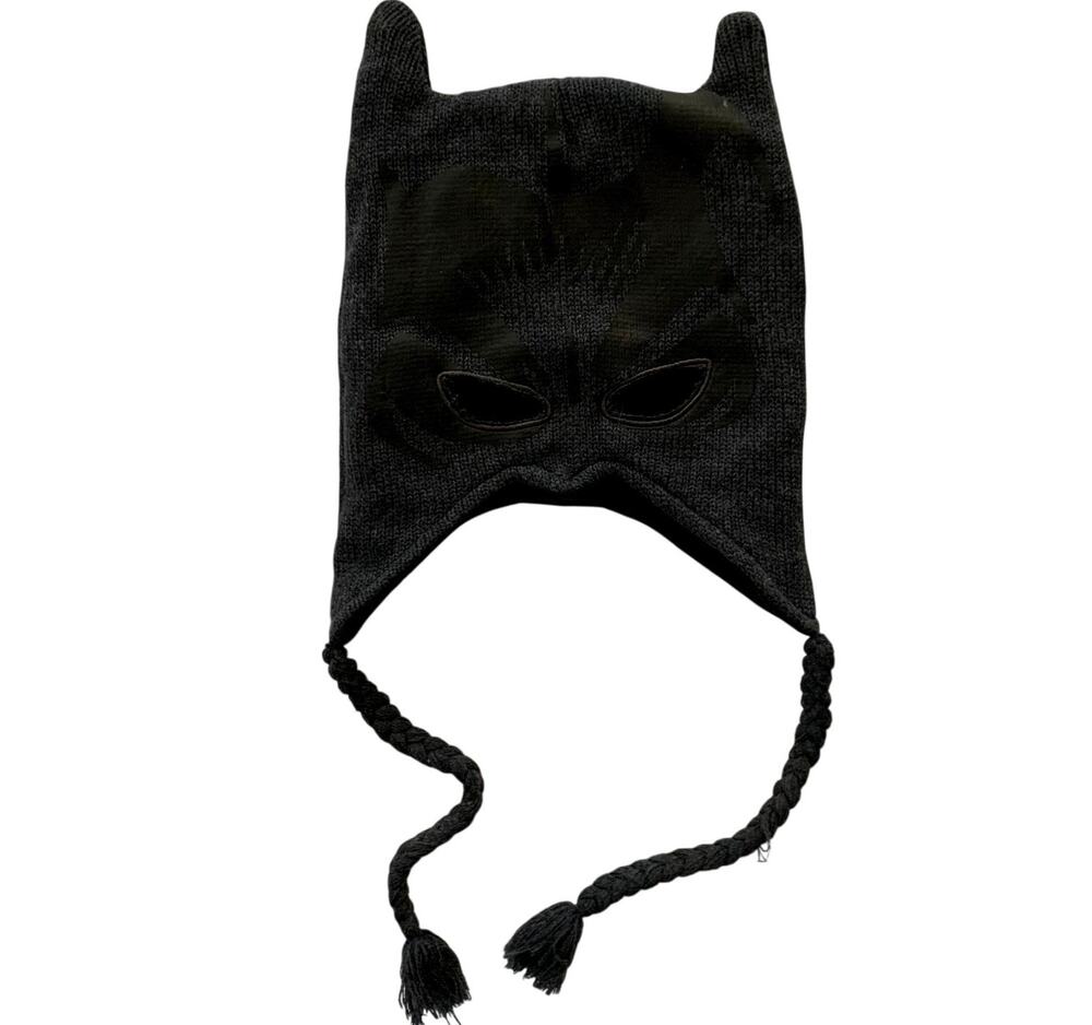 DC Comics Batman Beanie Face Mask Hood Gray Black Eye Hole Pointed Ears Winter